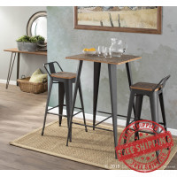 Lumisource BS-LBOR GY+BN2B Oregon Industrial Low Back Barstool in Grey and Brown - Set of 2